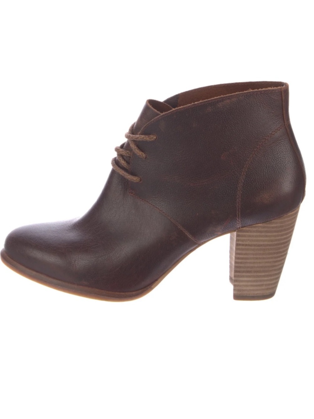 UGG Dark Brown Leather Lace-Up Ankle Booties